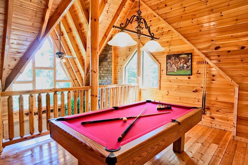 Pool table in the upstairs loft area